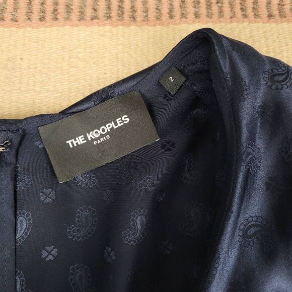 The Kooples Paisley Jacquard Frilly Ruffle Hem Mini Dress Sz 2 Viscose Silk‎ - Picture 6 of 12